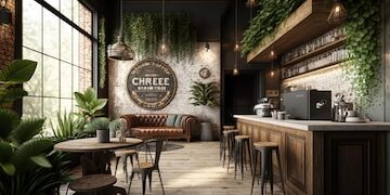 Premium Photo | Coffee shop interior decorated with wood and natural ...